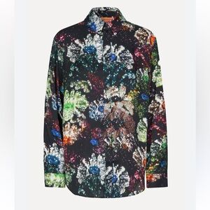Stine Goya Sophia Shirt Glitter Bloom Button Up Top XS Oversized